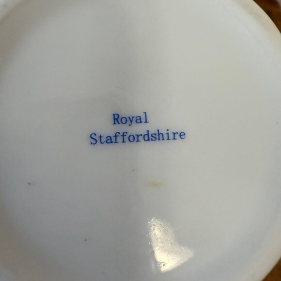 Royal Staffordshire Black Chintz Rose Teapot Floral Cup Gold Trim Pink Blue - Picture 8 of 8